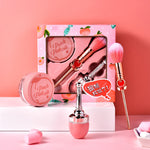 Honey Peach Lovely Heartbeat Beauty Makeup Set Loose Powder Liquid Blusher and Love Powder-Brush Long Lasting Matte Nude Makeup