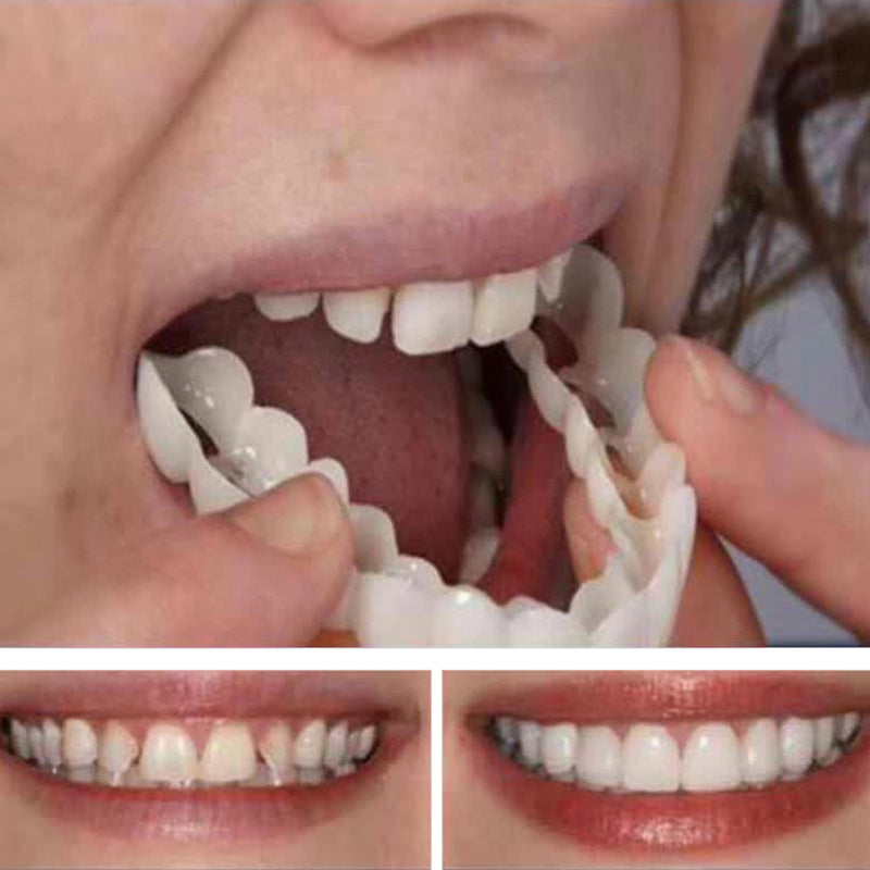 3PCS Denture Teeth Whitening Fake Tooth Cover Comfort Fit Snap On Silicone Beauty Veneers Teeth Upper Cosmetic Teeth
