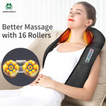 JinKaiRui U Shape Electrical Shiatsu Massager Shawl Roller Heat Massage Electric Pain Neck and Shoulder Multi-function Massagem