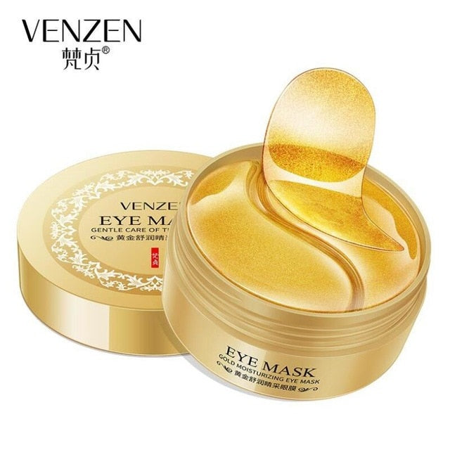 60pcs 24K Gold Collagen Eye Mask Anti Wrinkle Sleep Crystal Eye Patch Moisturizing Dark Circles Remover Eye Mask Eye Care