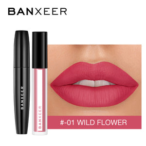 BANXEER Makeup Sets cosmetics 2pcs Lipgloss + Mascara 4D Waterproof Liquid Lipstick  Extension Eyelash Makeup Kits