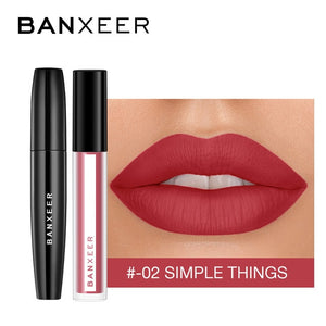 BANXEER Makeup Sets cosmetics 2pcs Lipgloss + Mascara 4D Waterproof Liquid Lipstick  Extension Eyelash Makeup Kits