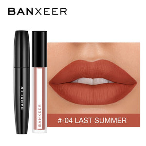 BANXEER Makeup Sets cosmetics 2pcs Lipgloss + Mascara 4D Waterproof Liquid Lipstick  Extension Eyelash Makeup Kits
