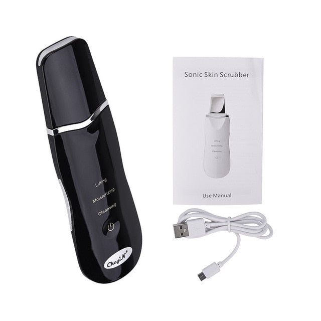 Professional Ultrasonic Facial Skin Scrubber Ion Deep Face Cleaning Peeling Rechargeable Skin Care Device Beauty Instrument 42
