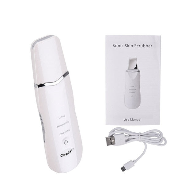 Professional Ultrasonic Facial Skin Scrubber Ion Deep Face Cleaning Peeling Rechargeable Skin Care Device Beauty Instrument 42