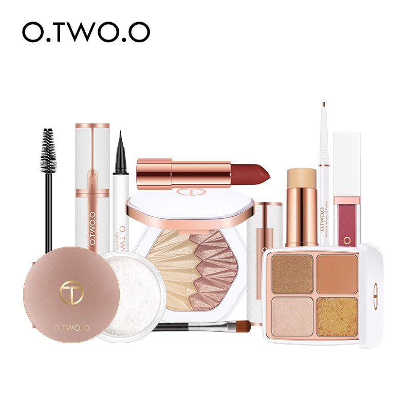 O.TWO.O 10pcs/lot Cosmetic Kit Include Eyeshadow Highlighter Eyes Makeup Loose Powder Lipstick Lip Gloss